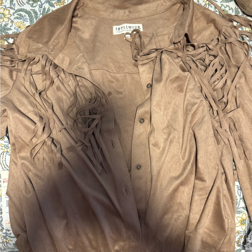 Idyllwind Tan Suede Shirt with Fringe